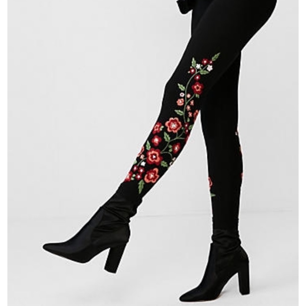 Express Flower Embroidered Leggings